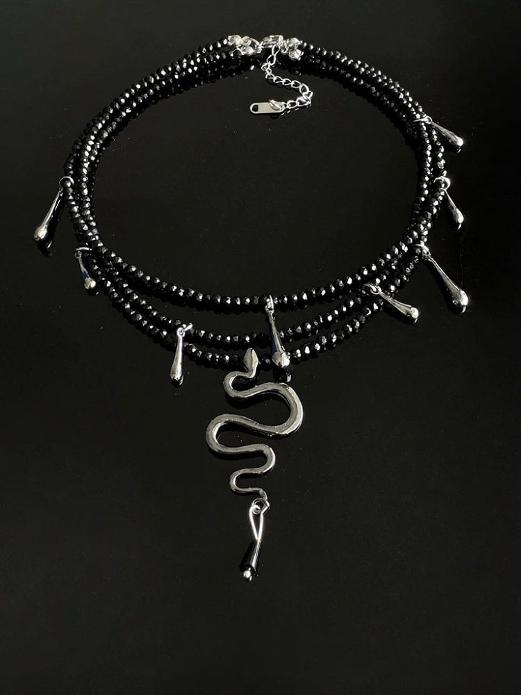 Snake Pendant Layered Beaded Necklace - YSHXS