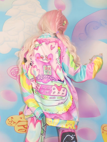 プリントスウェットシャツ ファッション 漫画 カラフル ギャル