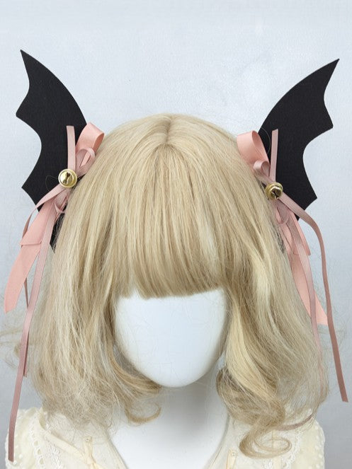 With Bell Bow of Options Demon A Ribbon Wings Halloween Hairclips 6 Pair