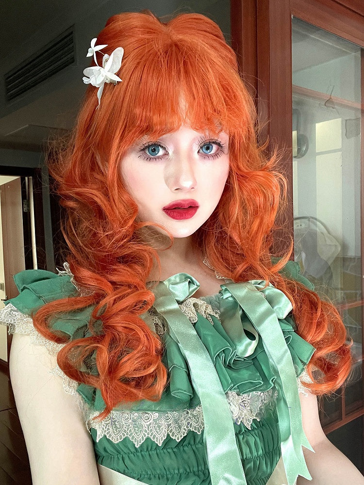 前髪70cmのオレンジウィッグ（ウェーブエア付き）