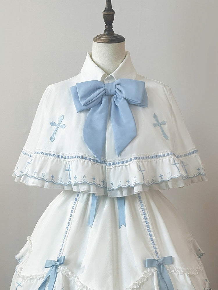 Lolita Cape with Bow & Cross Pattern in 4 Colors - MUYU