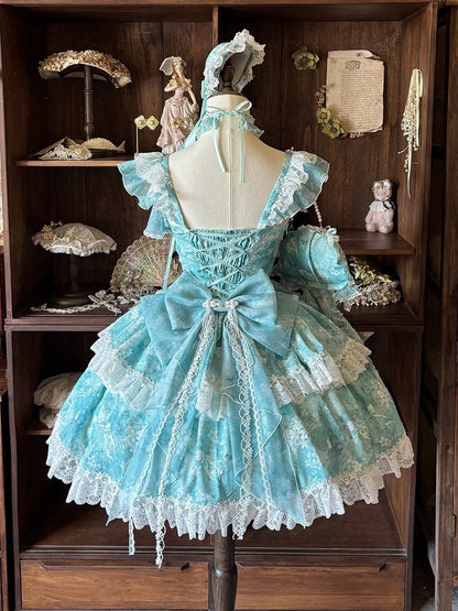 Pear and Accents Dress Jellyfish Button Lolita Print Princess Jumper Corset Frog Blossom with Skirt