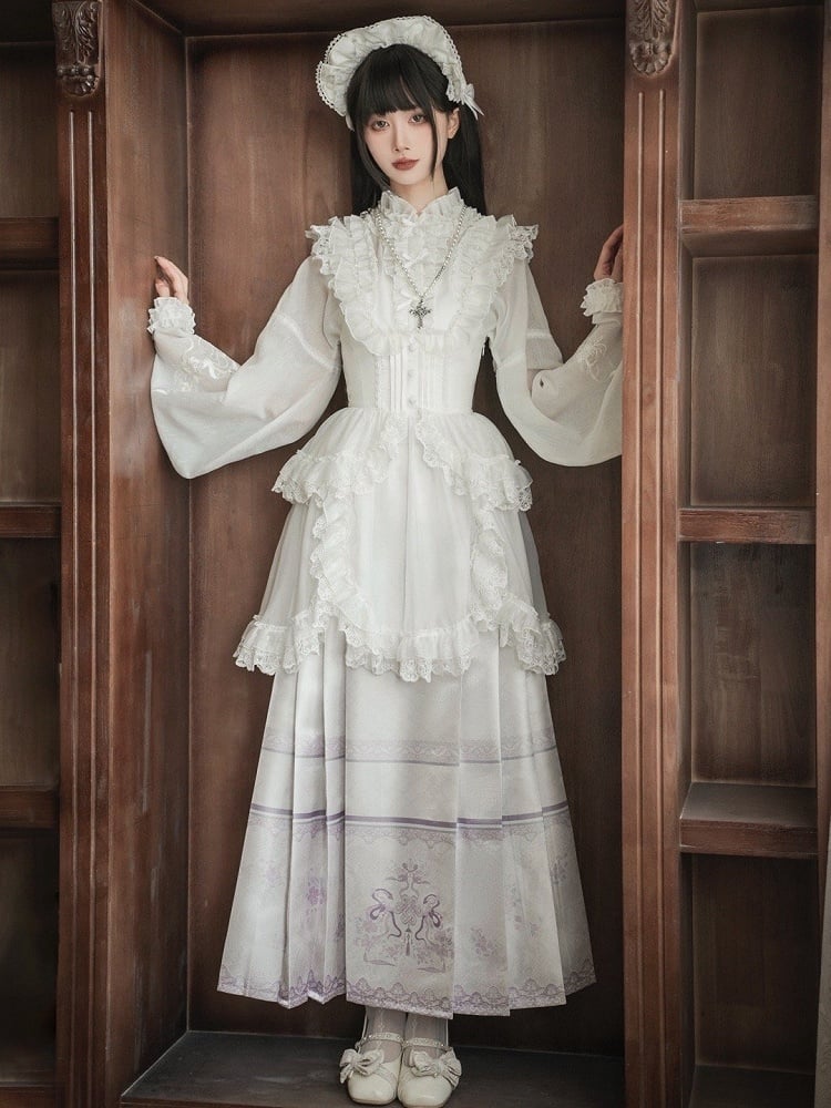 Lolita-Überkleid mit weißer Spitze und Saum