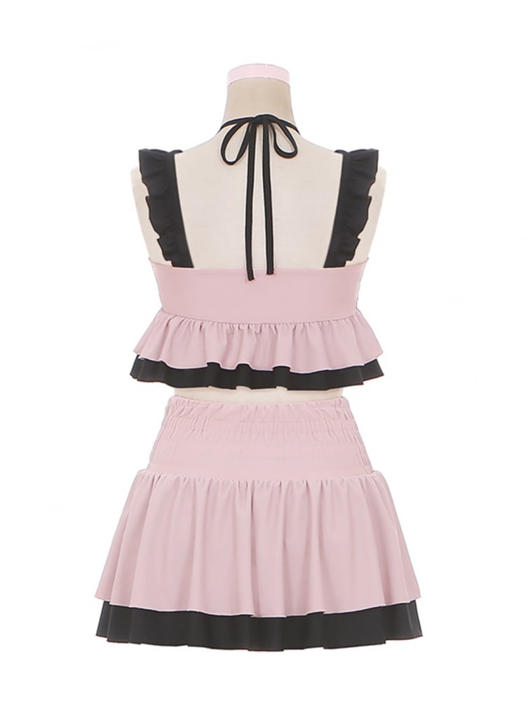 Badeanzug mit Schnürung und Schleifendetails