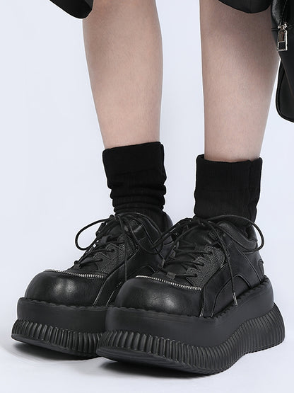 with Black Shoes Lace-up Closure Platform Gothic