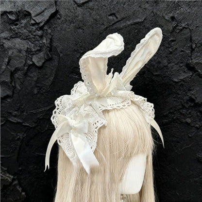 Ear Bow Bunny Sweet KC Lace with Lolita Accents White