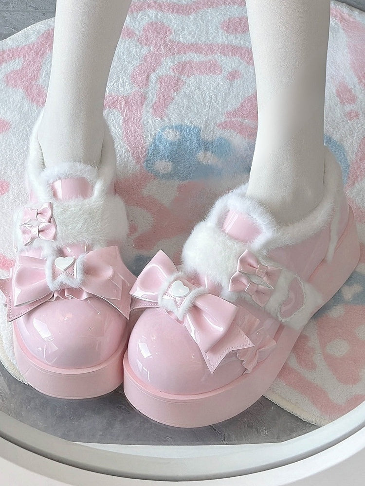 Pink Sweet Light Lolita - Heart Platform Motifs Shoes