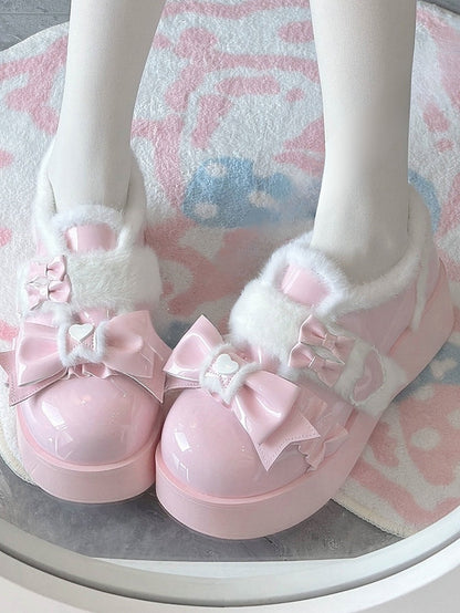 Pink Sweet Light Lolita - Heart Platform Motifs Shoes