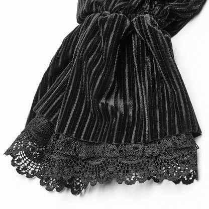 Dark-Grain Black Gothic Shirt Velvet