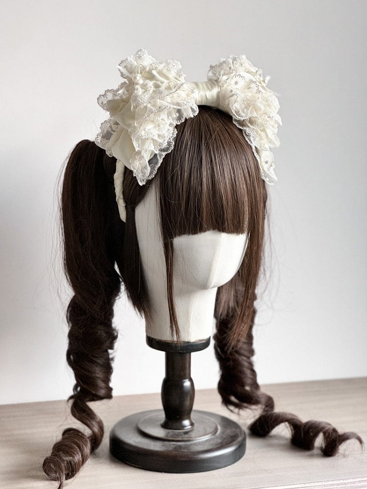 Perlen Lolita Schleife KC mit Spitze Sparkling Creamy - Groß getrimmt