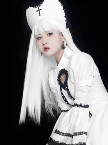 White Wig Bangs Full 68CM with Straight