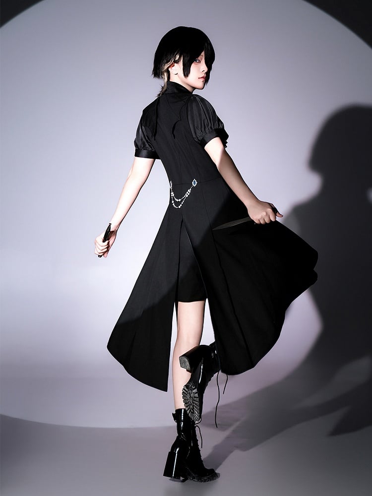 Prince Lolita Weste Kurze Shorts - Hemd Jabot Set Ouji Voll und Schwarz Blau Lange Krawatte Ärmel +