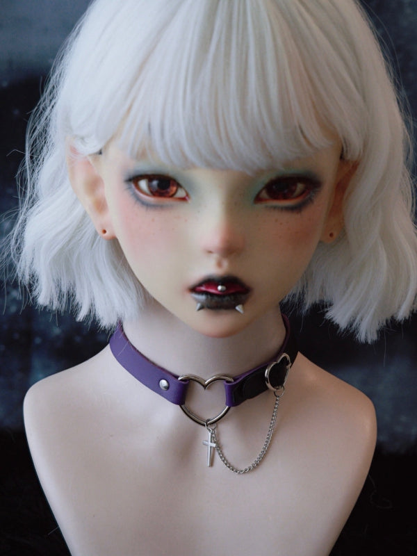 Cross Gothic Chain Purple Pendant Heart And Choker