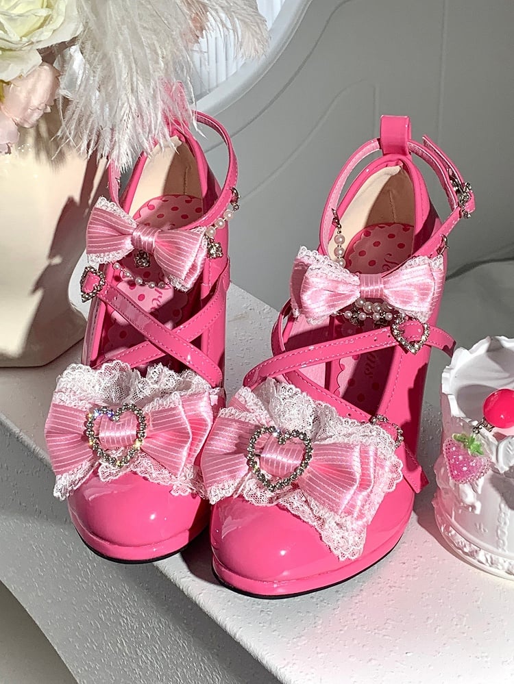 Heel with Heart Leather PU Crystal