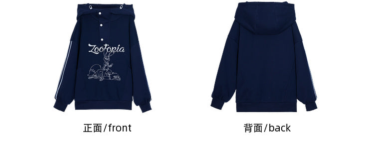 Zootopia Judy and Nick Graphic Navy Blue Hoodie