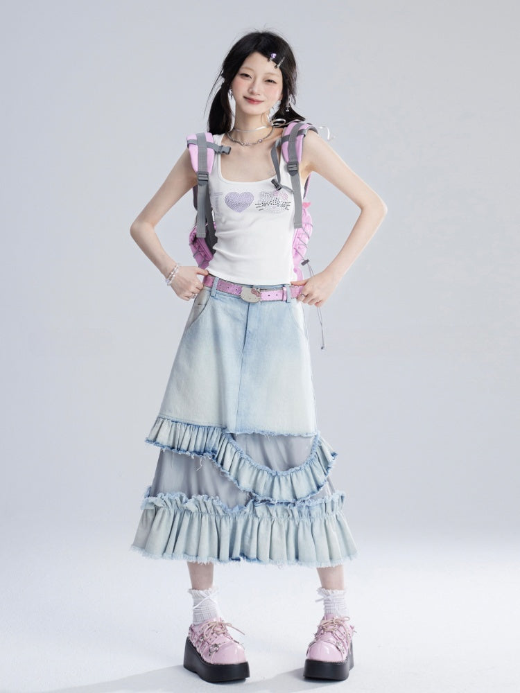 Sweet White Kitty Rhinestones Tank Top/T-Shirt