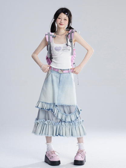 Sweet White Kitty Rhinestones Tank Top/T-Shirt