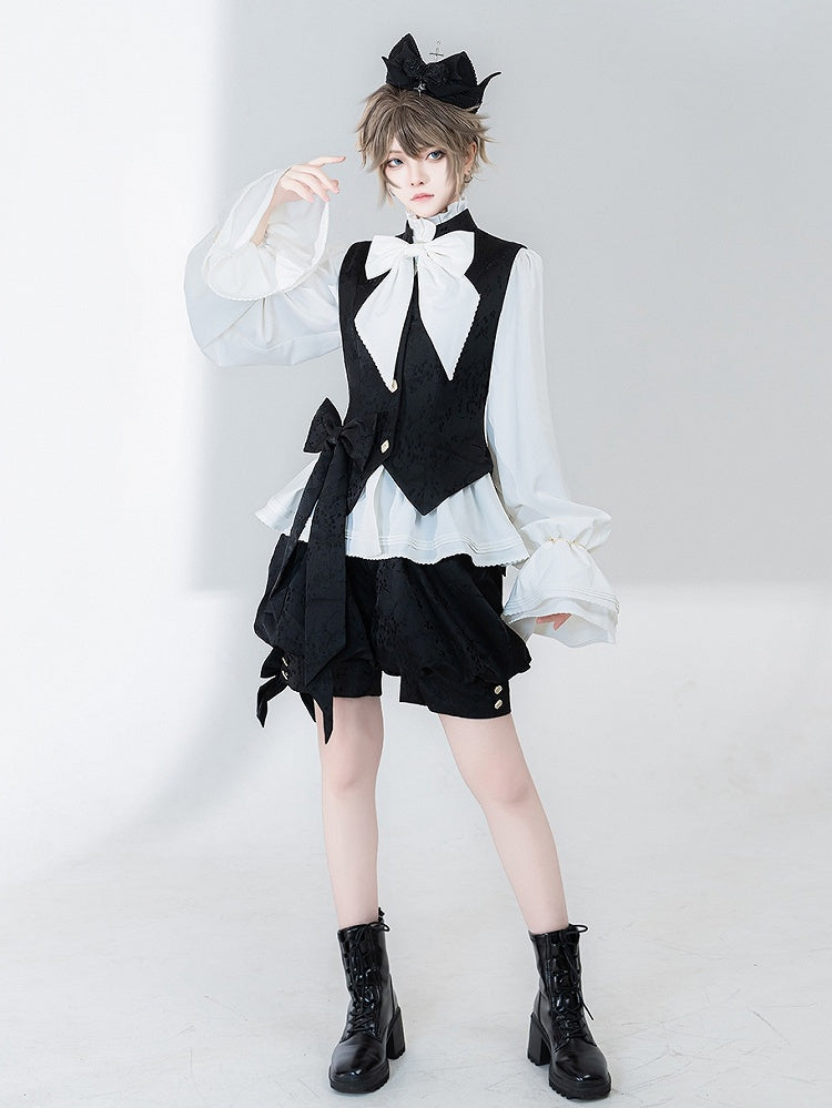 Black Jacquard Waistcoat with Banded Collar - Princess Chronicles