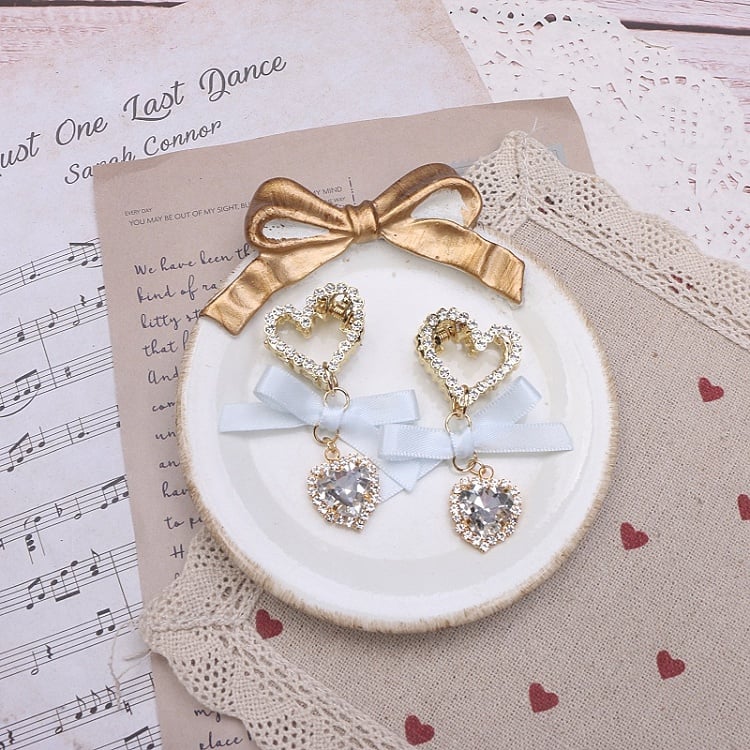 Options 5 Kei Bowknot Color Rhinestone Jirai Heart Hairclip