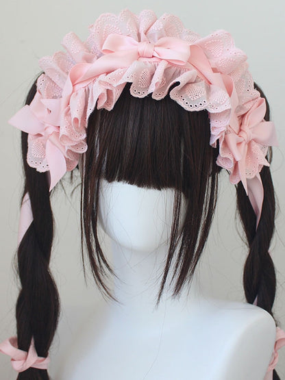 コットンレーストリムの蝶結びディテールハイバンド