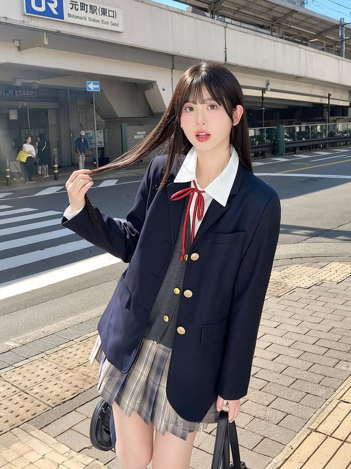 Staubig lila karierter Preppy-Stil 42CM/45CM/48CM/56CM JK Uniform Faltenrock