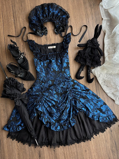 Dark Blue Ruffled JSK Gothic Lily - Miss Point