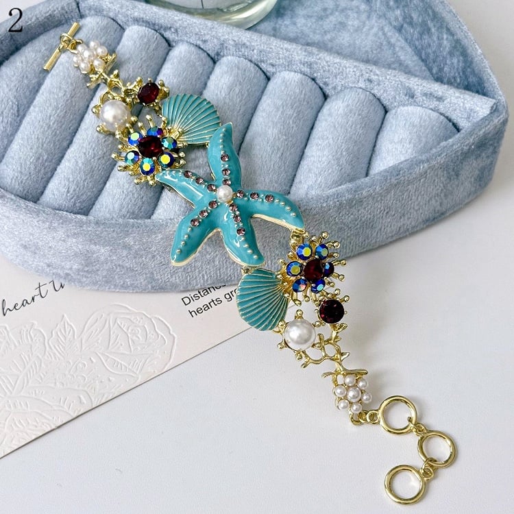 Seestern Verzierte Optionen Strass Bittersüße Muschel 4 und Armband/Halskette Y2K