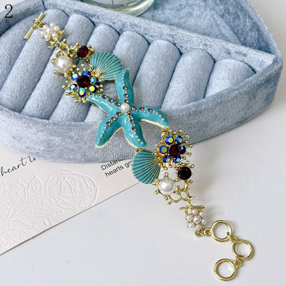 Seestern Verzierte Optionen Strass Bittersüße Muschel 4 und Armband/Halskette Y2K