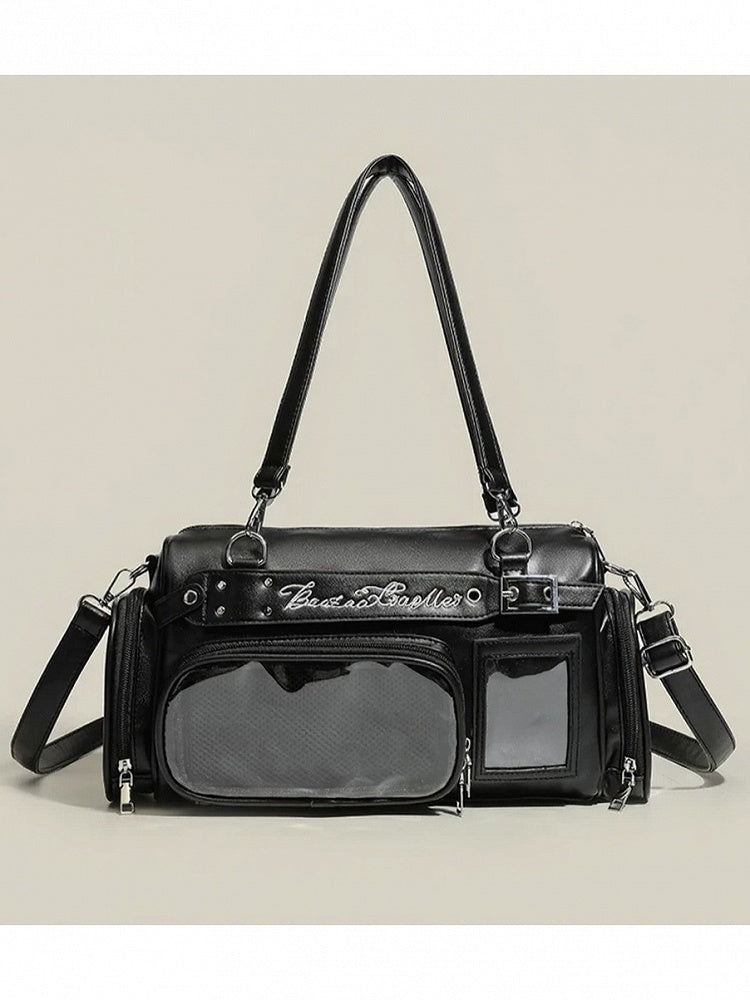 4-Color Transparent Window Ita Crossbody Bag Buckle Side Pockets