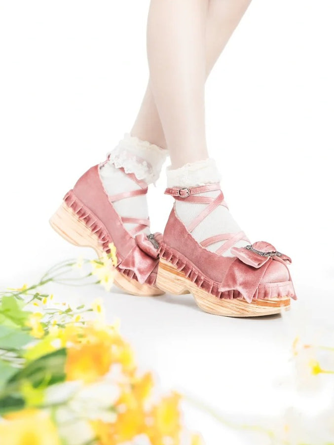 Design Sweet Round Crisscross Plateau Pink - Mary Janes Toe