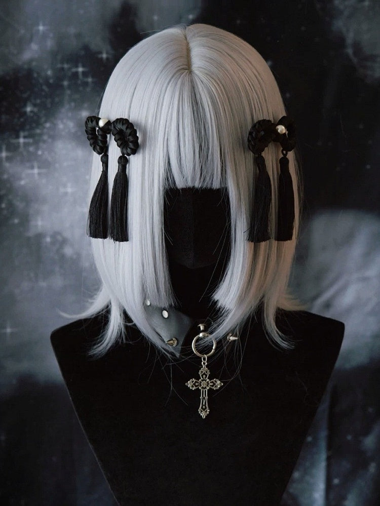 Black Pearl Bow Hair Clip