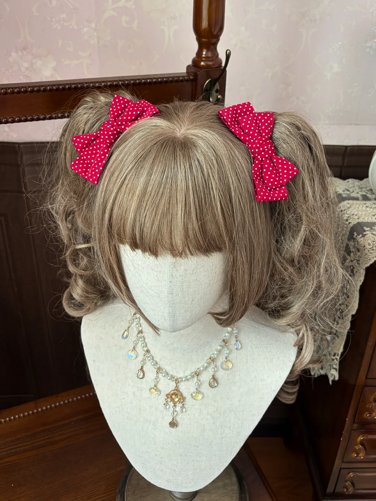 Dots Hairclip Bowknot Red Polka