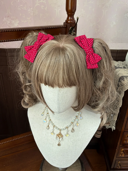 Dots Hairclip Bowknot Red Polka