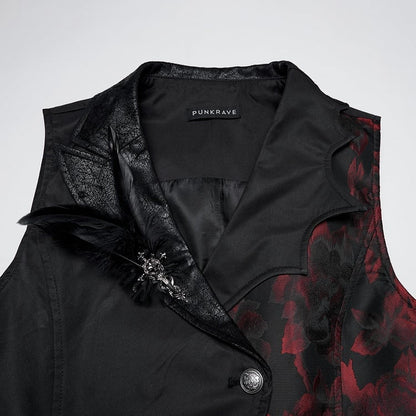 Asymmetrical Gothic Design Black Vest Men's