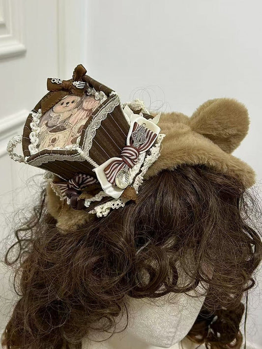 Bear Brown Hairband Ears Teacup Plush