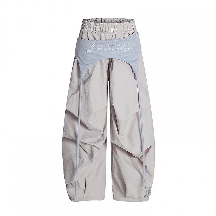 Taille Grau Vintage mit Weitem Bein Casual Pants Accessoire
