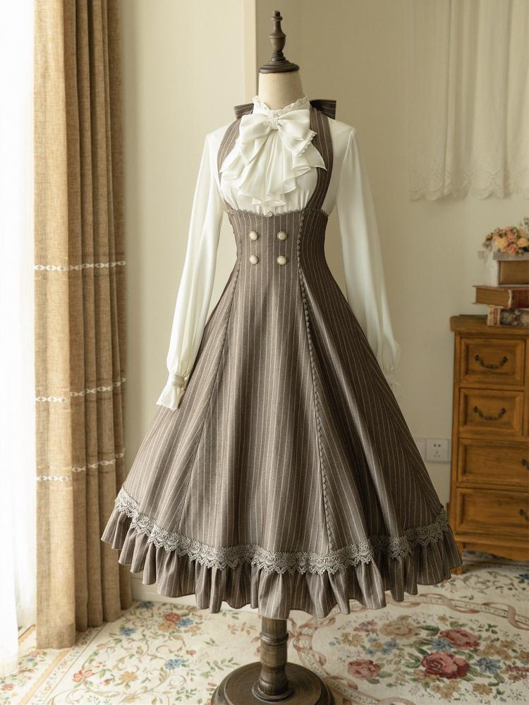 Vintage White Stand-Collar Long-Sleeve Shirt