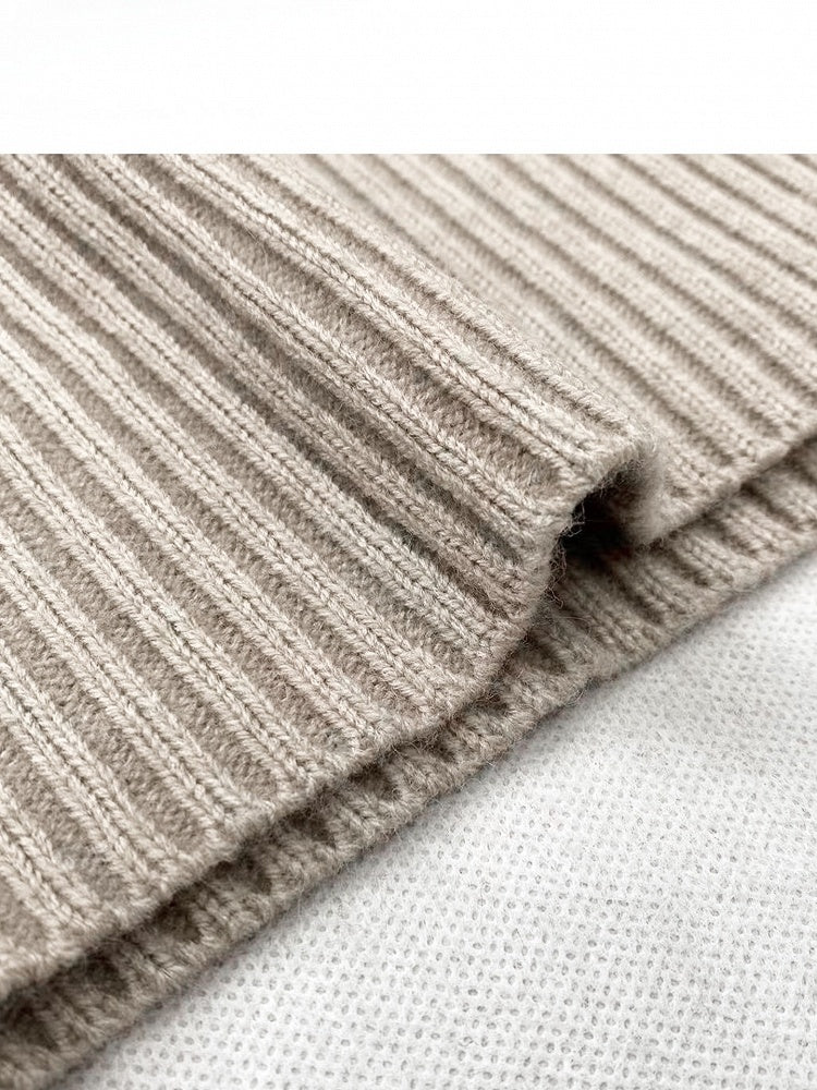 Batwing Sleeve Sweater Design Plush Neck Turtle - Cuff Beige