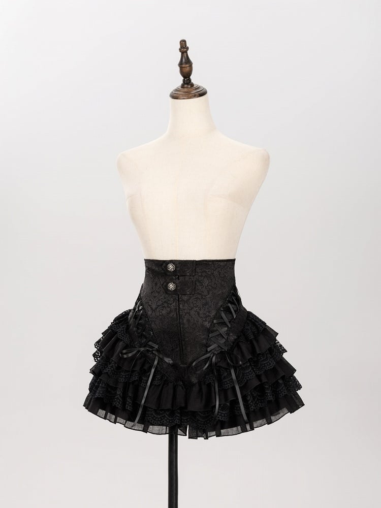 Layered Lace High-Waist Shorts with Gothic Charm - DevilInspired Exclusive Collection
