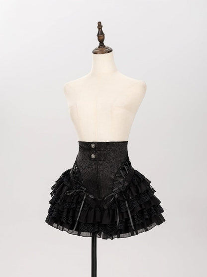 Layered Lace High-Waist Shorts with Gothic Charm - DevilInspired Exclusive Collection