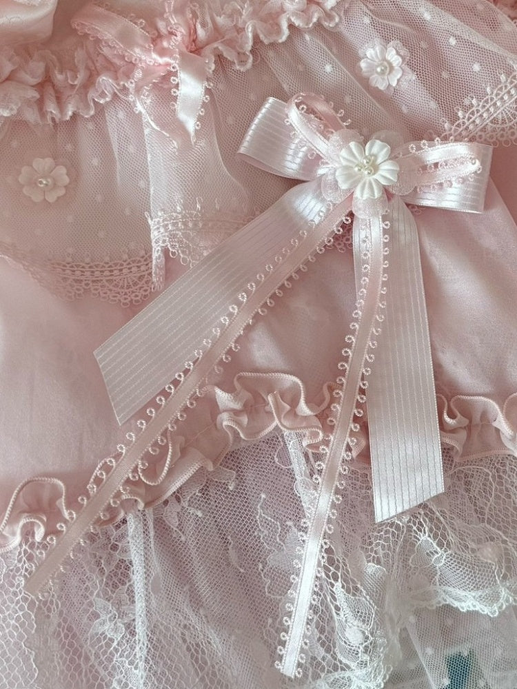 Design Beaded Floral Pink/BluePink Hairclip Bowknot Decorated