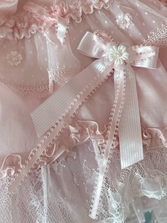 Design Beaded Floral Pink/BluePink Hairclip Bowknot Decorated