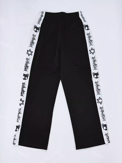 Cat Sweatpants 6 Landmine Style Colors Skeleton Elastic with Print Waist