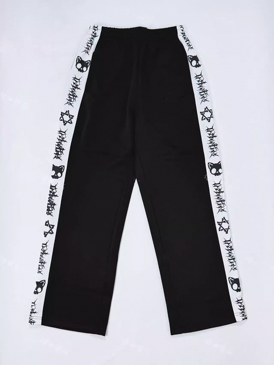 Cat Sweatpants 6 Landmine Style Colors Skeleton Elastic with Print Waist