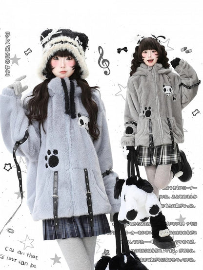 Buckle Grey/Grey - Straps Hoodie Jacket Plush Decorative Blue Bittersweet