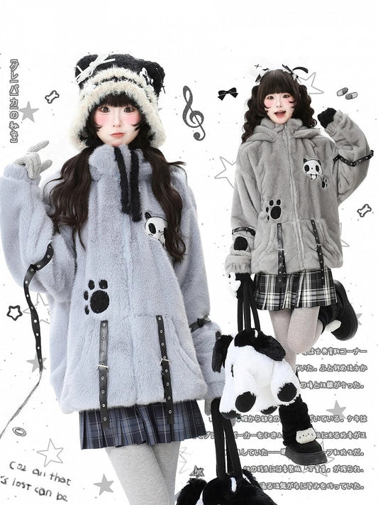 Buckle Grey/Grey - Straps Hoodie Jacket Plush Decorative Blue Bittersweet