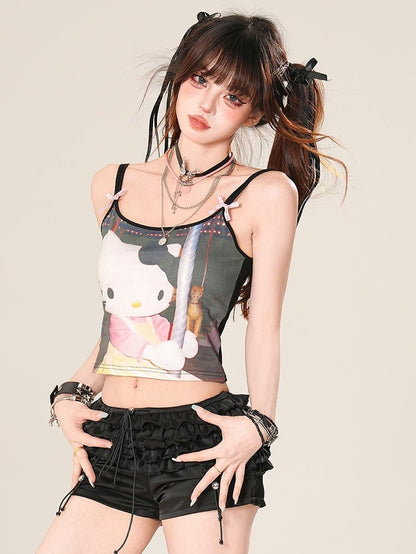 Glamorous Options – Farbe 3 – Oberteil mit Bittersweet-Camisole und Kitty-Print