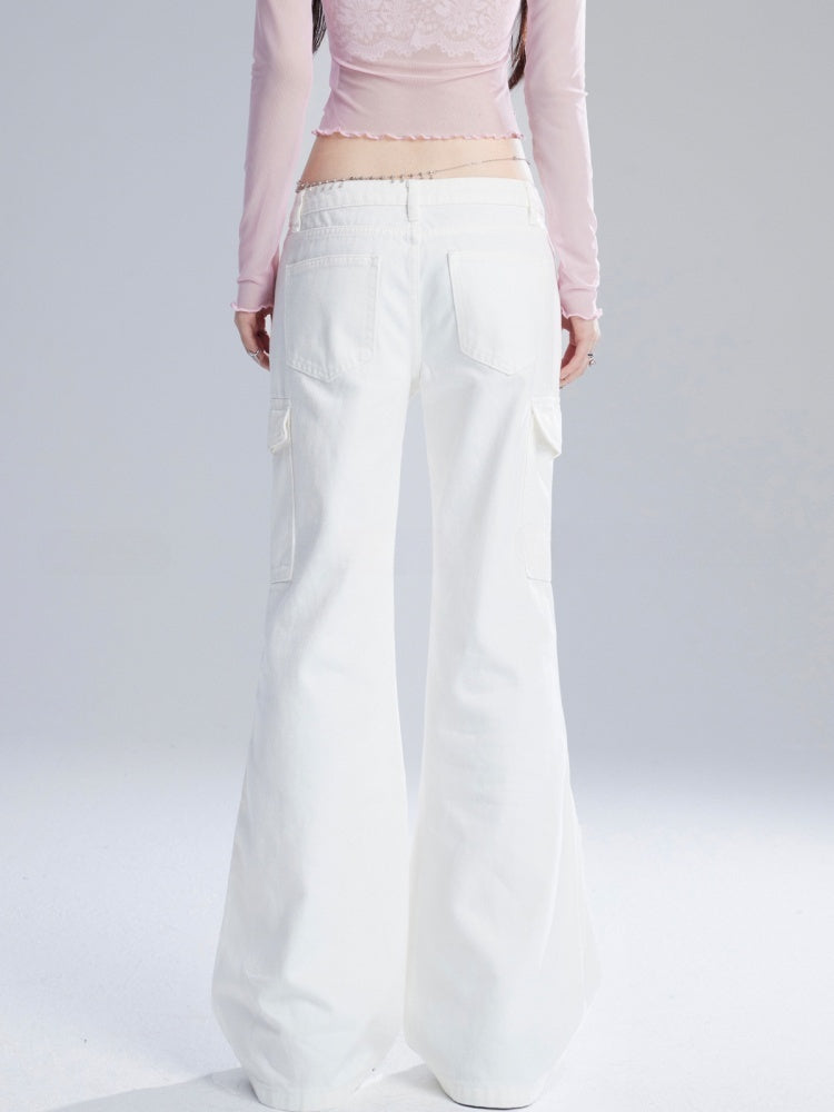 ジーンズ ホワイト ローフレアウエスト ヴィンテージ グラマラス