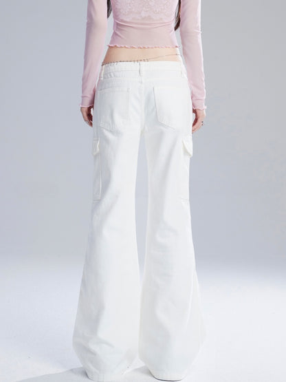 ジーンズ ホワイト ローフレアウエスト ヴィンテージ グラマラス