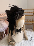 with Lace Feather Embellishments Lolita and Wing Black/White Mini Hat